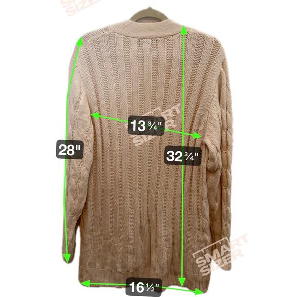 PrettyGarden Ivory Cable Knit Cardigan Sweater Tortoise Shell Buttons Pockets XL - Picture 9 of 9